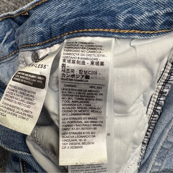 Levis Premium Jeans Womens 30x30 Blue Baggy Dad Distressed Denim Wide Leg Big E - Picture 6 of 16